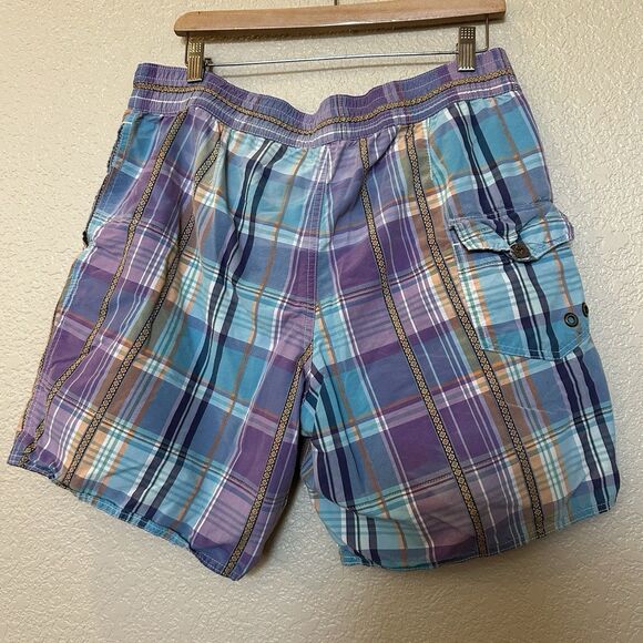 Polo Ralph Lauren Men's Board Shorts Large Multicolor Plaid Swim Blue purple - Picture 6 of 10
